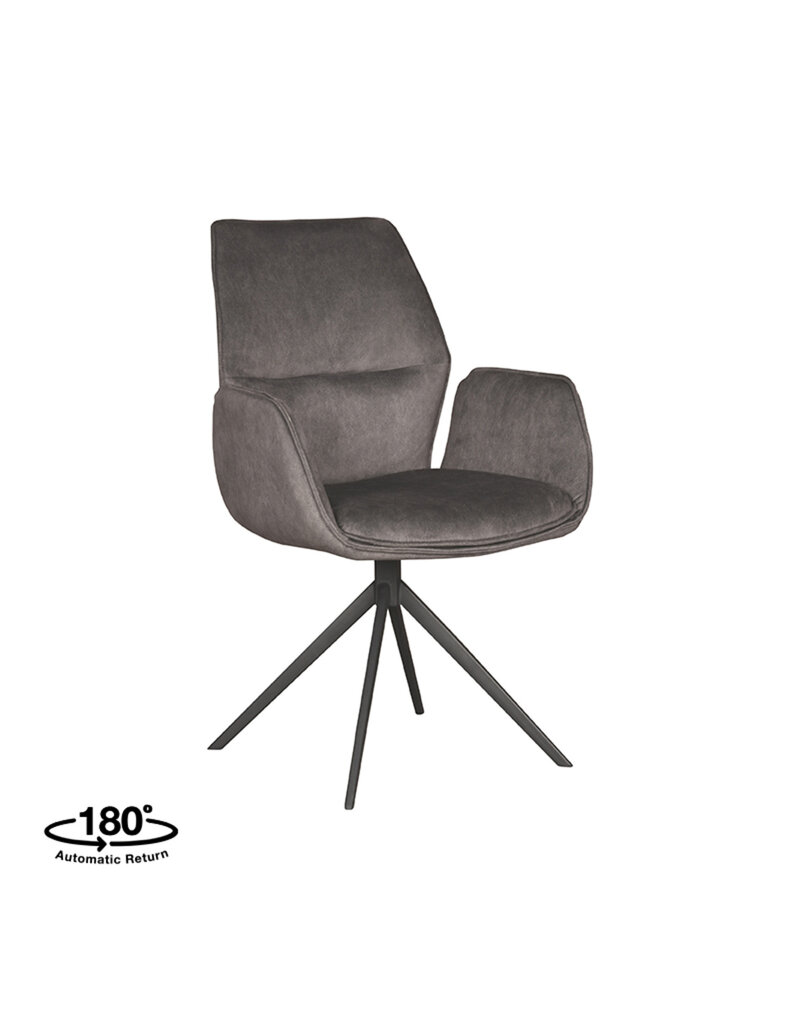 Damn LABEL51 Eetkamerstoel Mellow - Antraciet - Cosmo - Zwart Metalen Frame