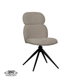 Damn LABEL51 Eetkamerstoel Finn - Naturel - Royal Boucle - Zwart Metalen Frame