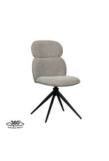 Damn LABEL51 Eetkamerstoel Finn - Mushroom - Royal Boucle - Zwart Metalen Frame