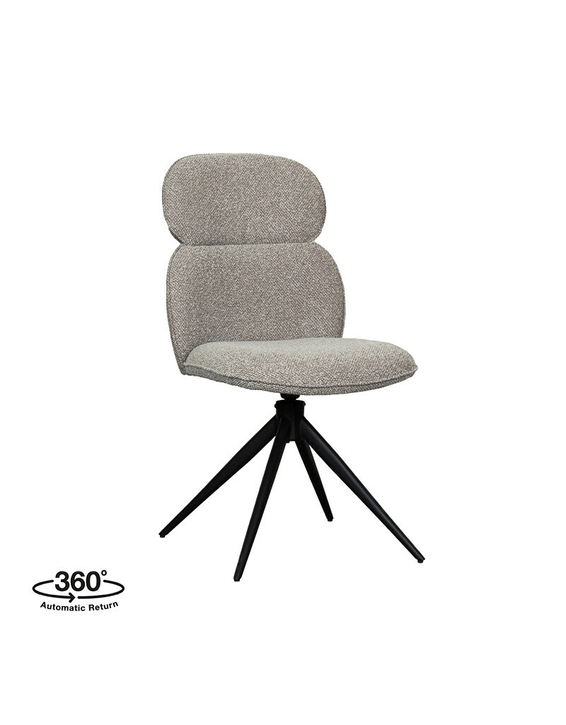 Damn LABEL51 Eetkamerstoel Finn - Mushroom - Royal Boucle - Zwart Metalen Frame