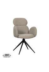 Damn LABEL51 Eetkamerstoel Vidar - Naturel - Royal Boucle - Zwart Metalen Frame