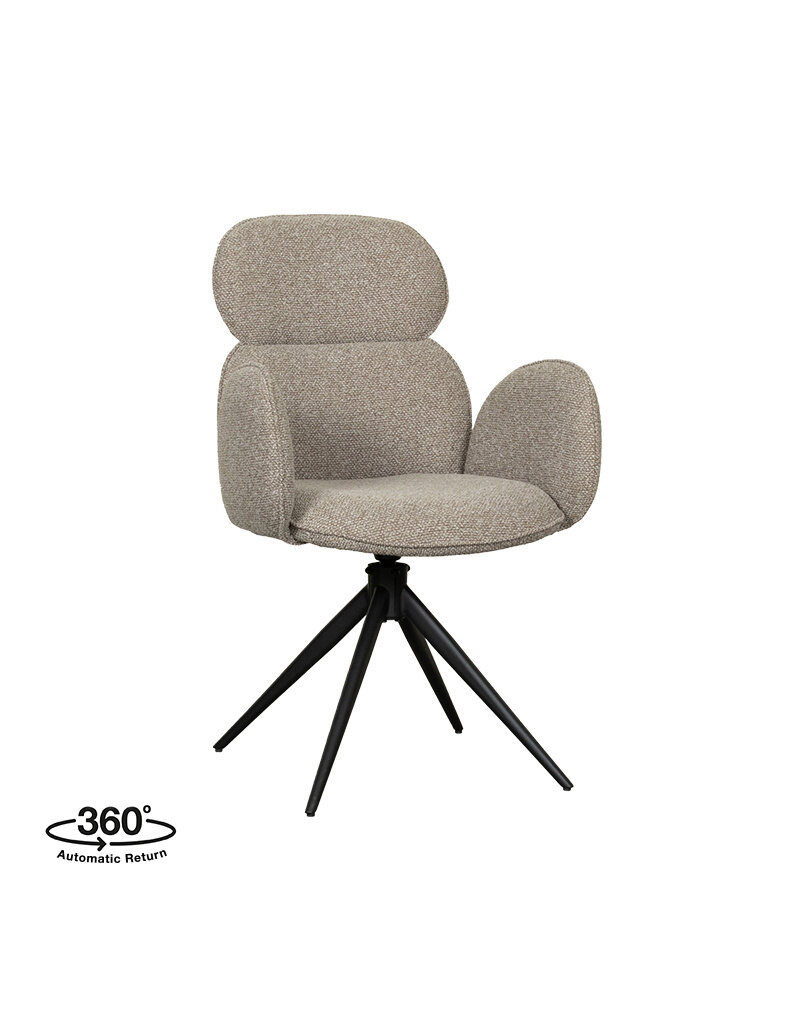 Damn LABEL51 Eetkamerstoel Vidar - Naturel - Royal Boucle - Zwart Metalen Frame