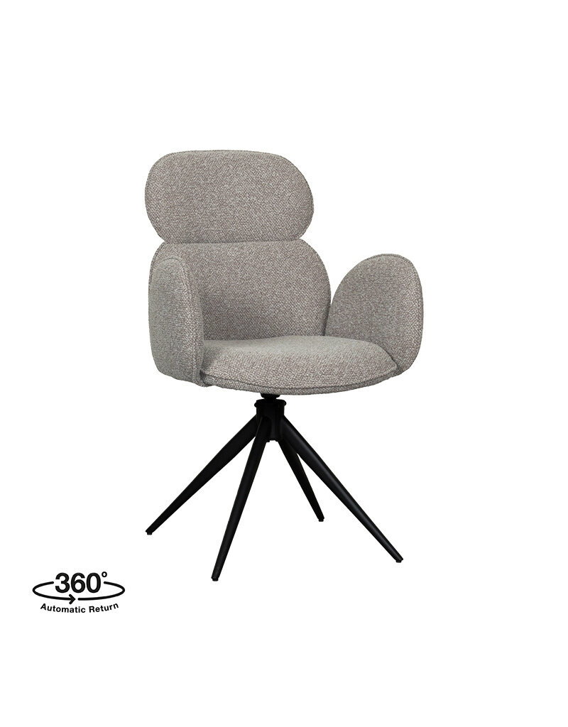 Damn LABEL51 Eetkamerstoel Vidar - Mushroom - Royal Boucle - Zwart Metalen Frame