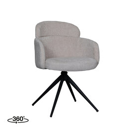 Damn LABEL51 Eetkamerstoel Levi - Naturel - Elite - Zwart Metalen Frame