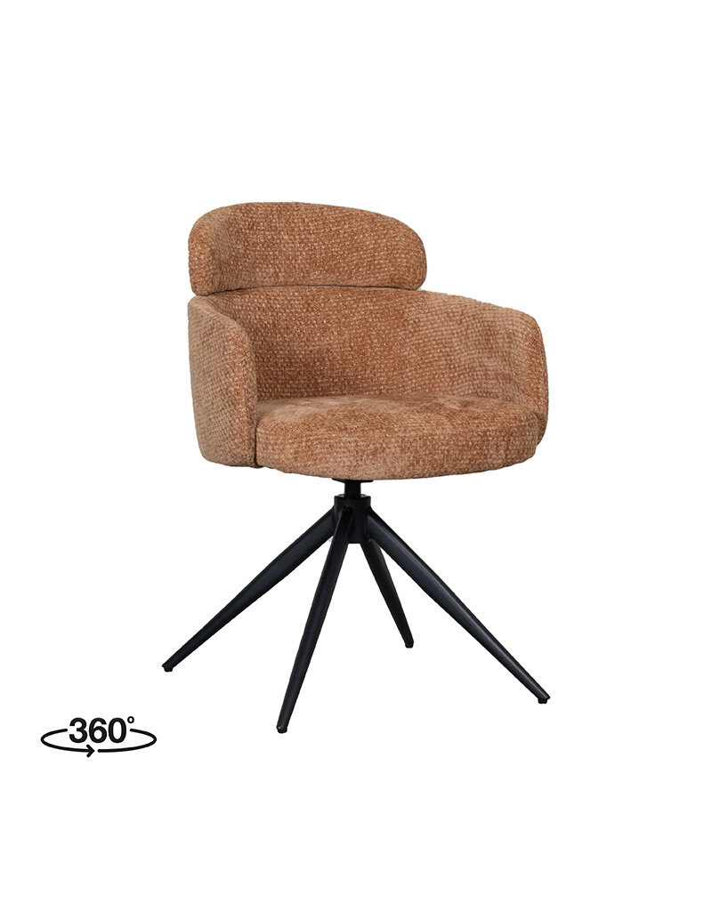 Damn LABEL51 Eetkamerstoel Levi - Cognac - Elite - Zwart Metalen Frame