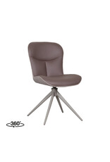 Damn LABEL51 Eetkamerstoel Thorben - Bruin - Microvezel - Taupe Metalen Frame