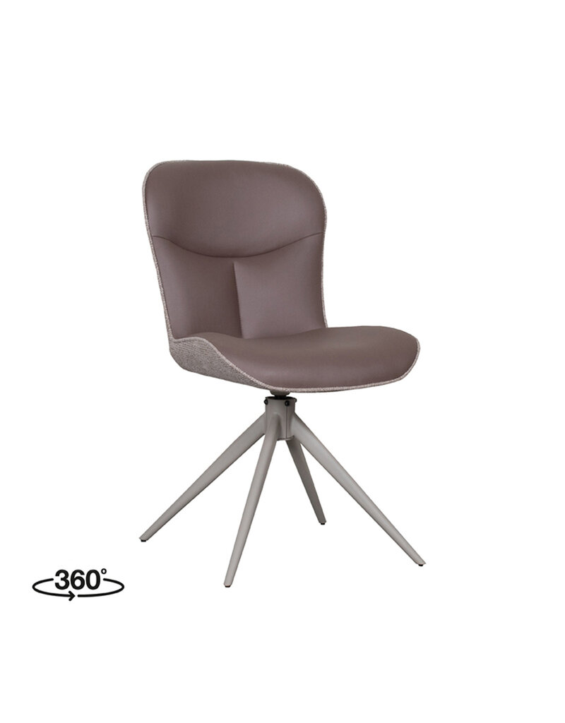 Damn LABEL51 Eetkamerstoel Thorben - Bruin - Microvezel - Taupe Metalen Frame