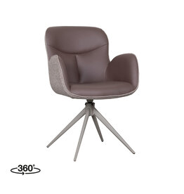 Damn LABEL51 Eetkamerstoel Lasse - Bruin - Microvezel - Taupe Metalen Frame