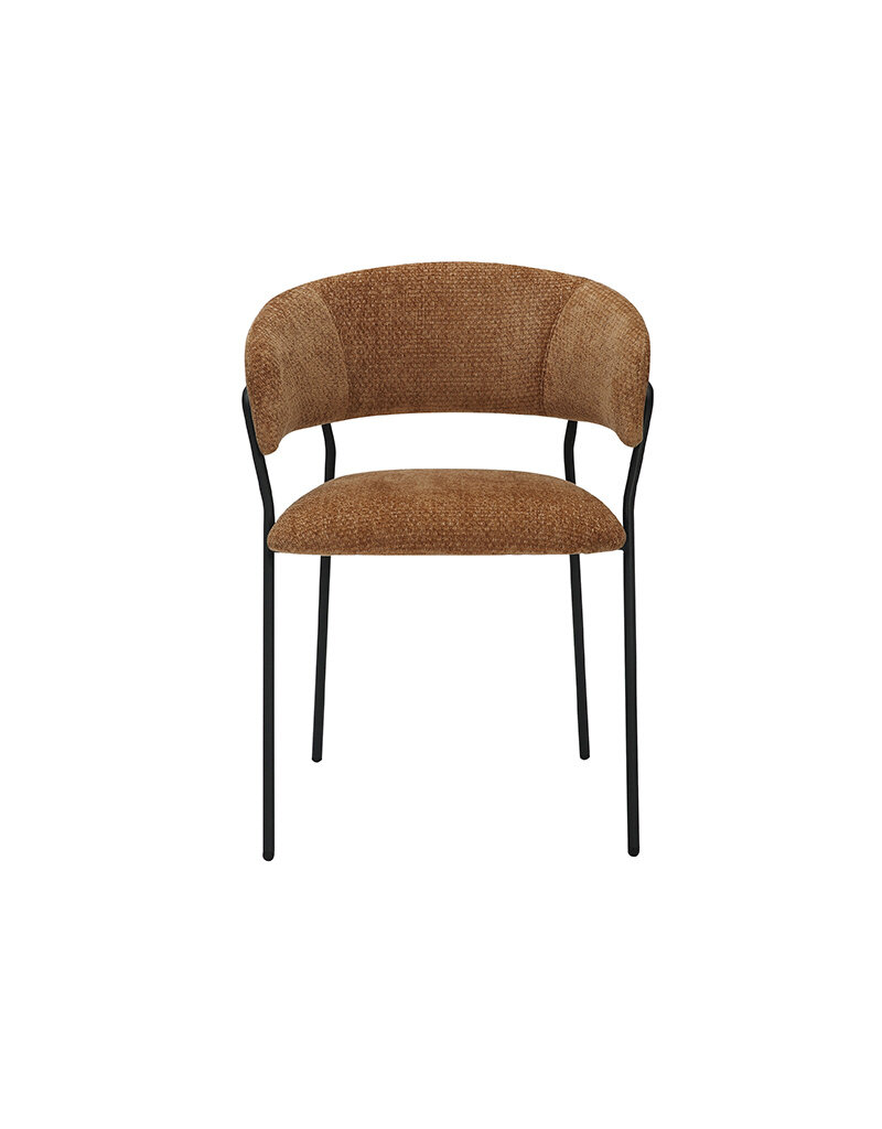 Damn LABEL51 Eetkamerstoel Luuk - Cognac - Elite - Zwart Metalen Frame