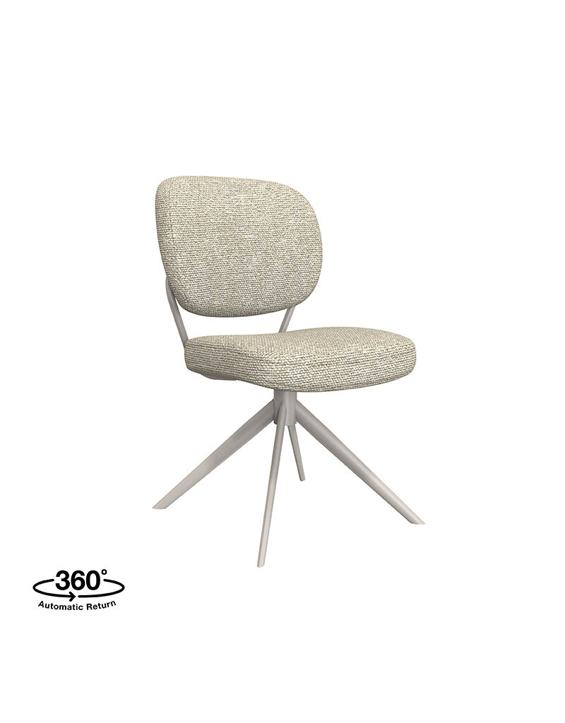 Damn LABEL51 Eetkamerstoel Geneva - Naturel - Royal Boucle - Taupe Metalen Frame