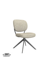 Damn LABEL51 Eetkamerstoel Geneva - Naturel - Royal Boucle - Zwart Metalen Frame