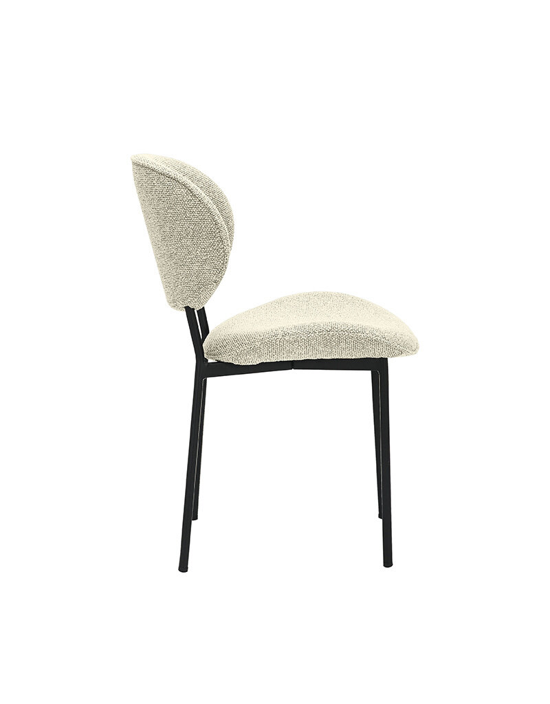 Damn LABEL51 Eetkamerstoel Senn - Naturel - Royal Boucle - Zwart Metalen Frame