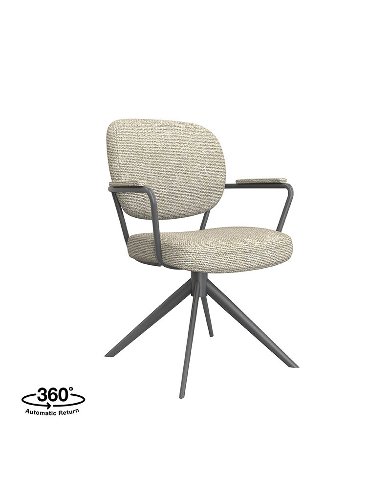 Damn LABEL51 Eetkamerstoel Basel - Naturel - Royal Boucle - Zwart Metalen Frame