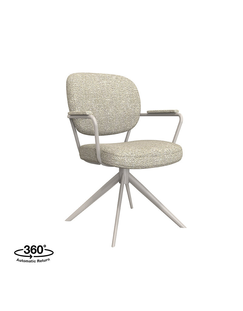 Damn LABEL51 Eetkamerstoel Basel - Naturel - Royal Boucle - Taupe Metalen Frame