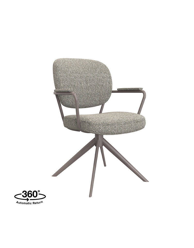 Damn LABEL51 Eetkamerstoel Basel - Mushroom - Royal Boucle - Brons Metalen Frame