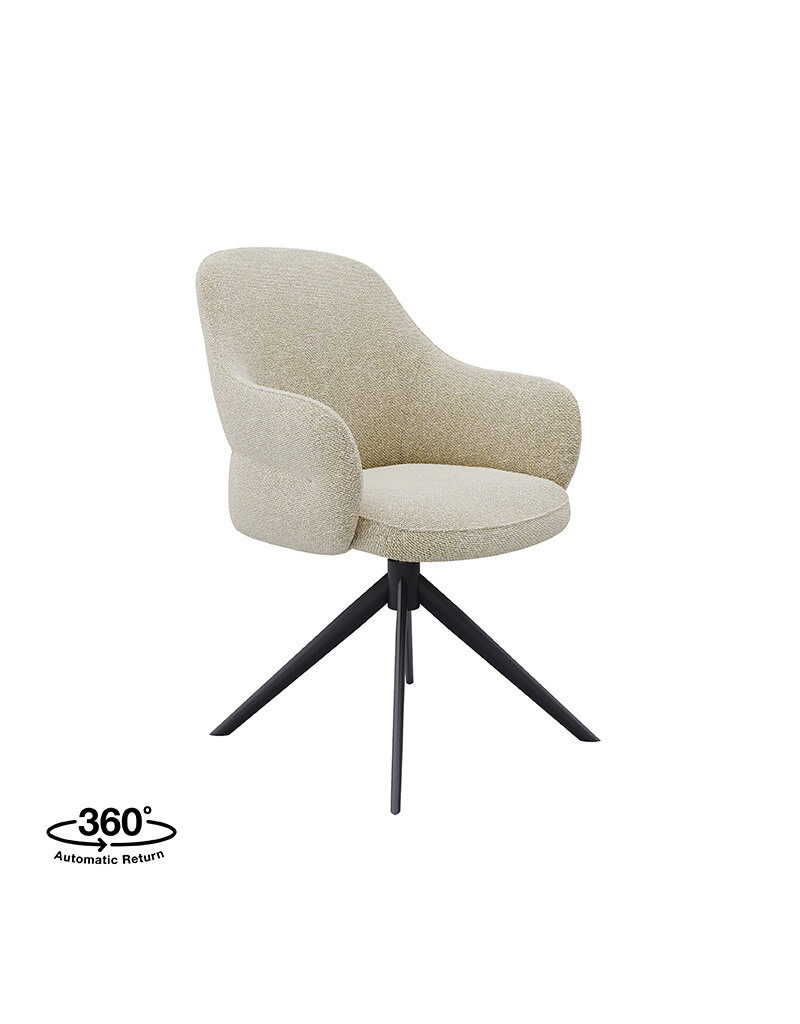 Damn LABEL51 Eetkamerstoel Bern - Naturel - Royal Boucle - Zwart Metalen Frame