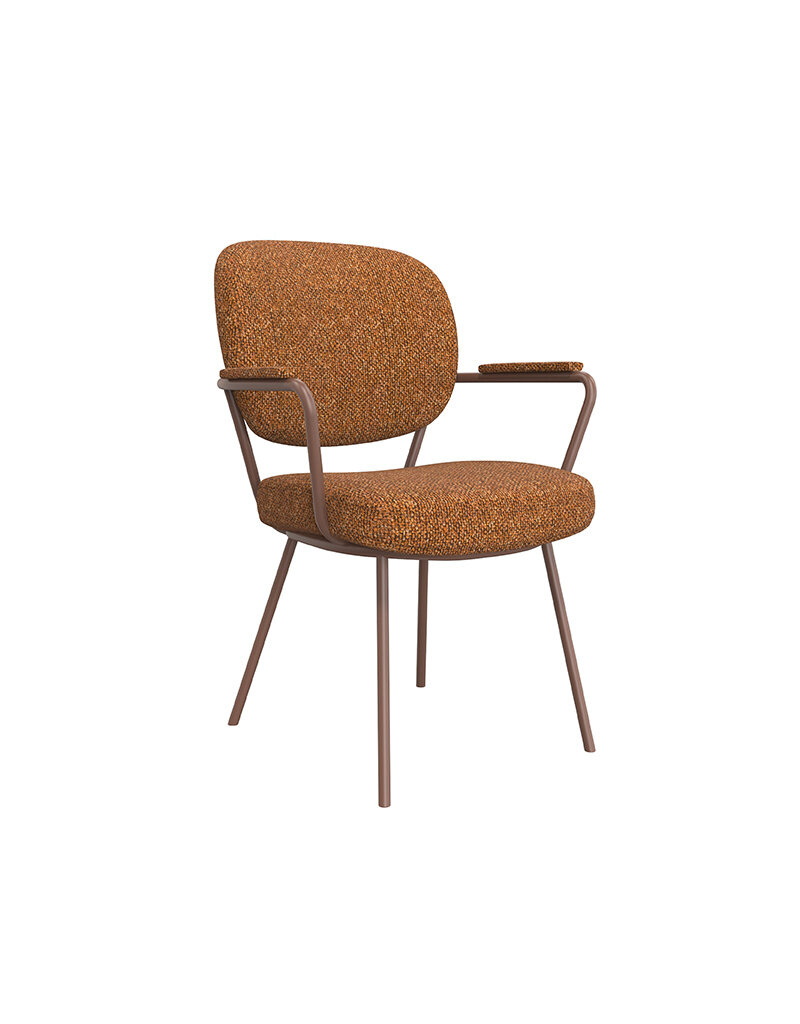 Damn LABEL51 Eetkamerstoel Lausanne - Coral - Royal Boucle - Coral Metalen Frame