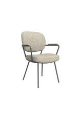 Damn LABEL51 Eetkamerstoel Lausanne - Naturel - Royal Boucle - Zwart Metalen Frame