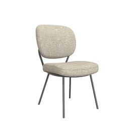 Damn LABEL51 Eetkamerstoel Singapore - Naturel - Royal Boucle - Zwart Metalen Frame