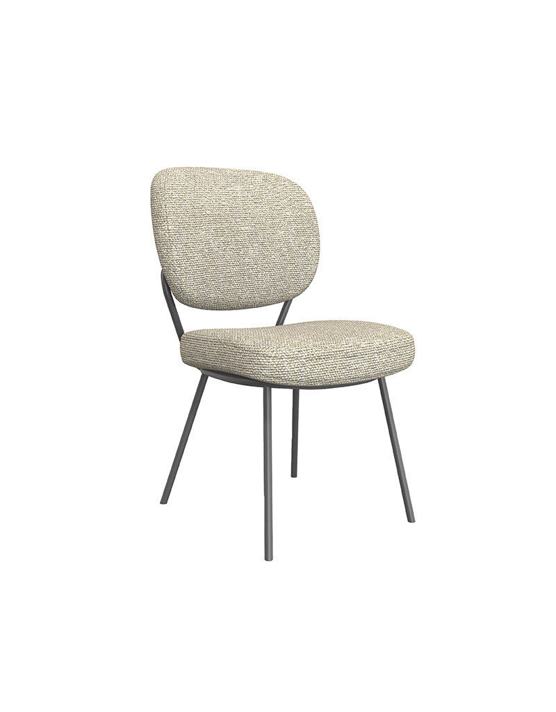 Damn LABEL51 Eetkamerstoel Singapore - Naturel - Royal Boucle - Zwart Metalen Frame