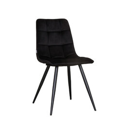 Damn LABEL51 Eetkamerstoel Bistro - Zwart - Fluweel - Zwart Metalen Frame