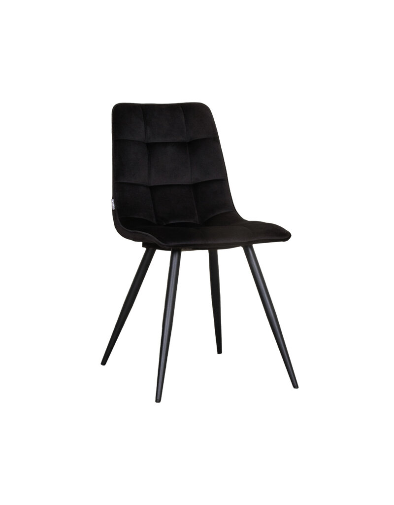 Damn LABEL51 Eetkamerstoel Bistro - Zwart - Fluweel - Zwart Metalen Frame
