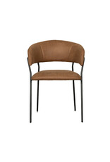 Damn LABEL51 Eetkamerstoel Luuk - Cognac - Micro Suede - Zwart Metalen Frame