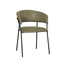 Damn LABEL51 Eetkamerstoel Luuk - Moss - Micro Suede - Zwart Metalen Frame