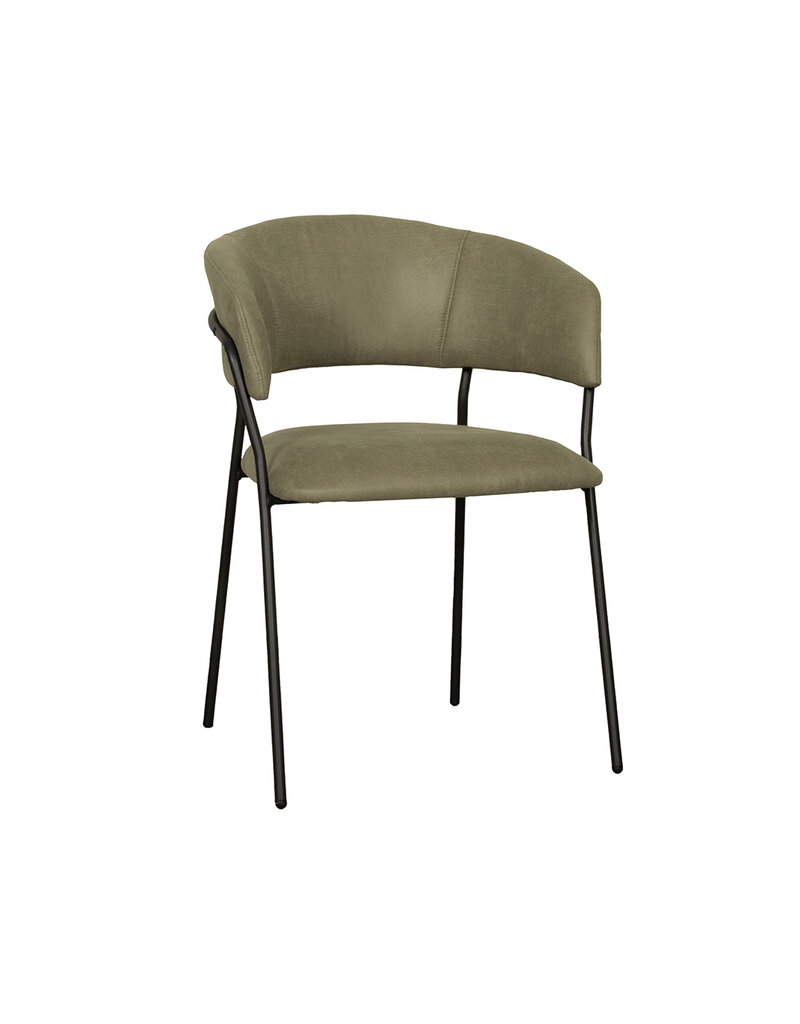 Damn LABEL51 Eetkamerstoel Luuk - Moss - Micro Suede - Zwart Metalen Frame