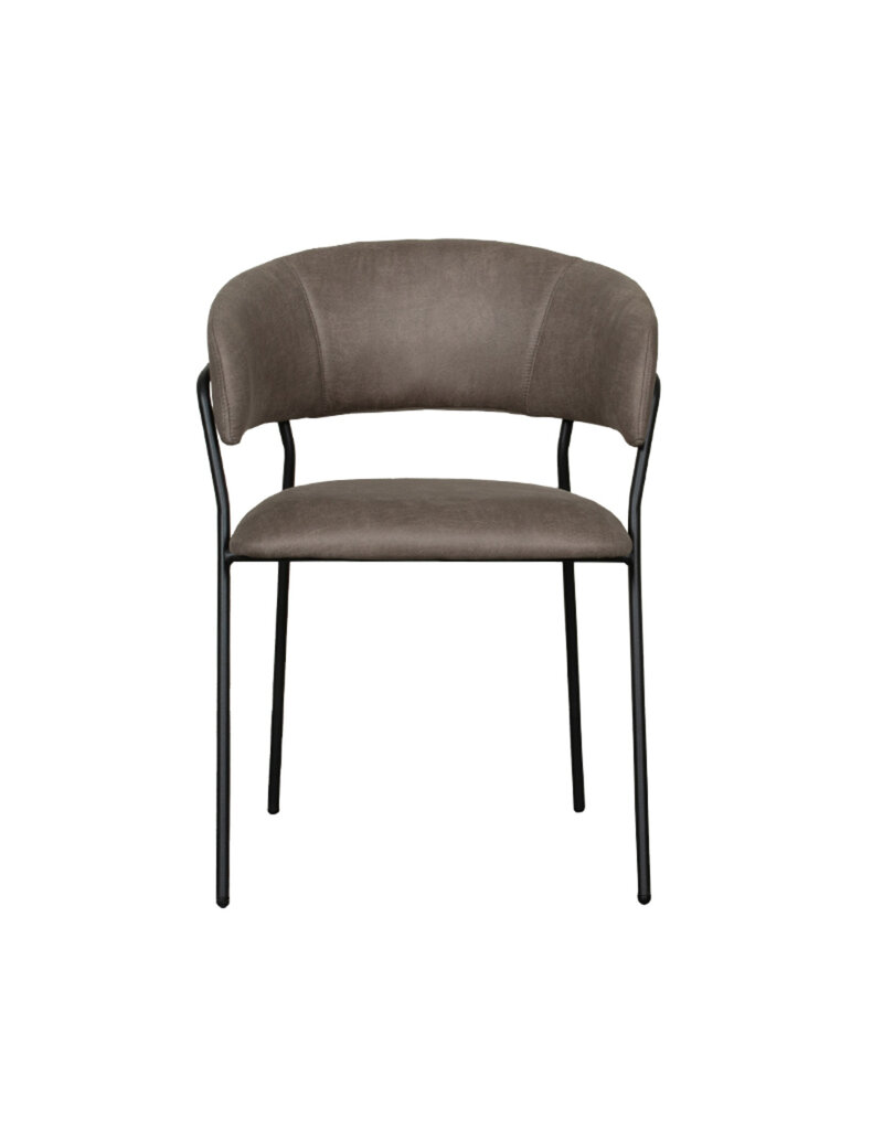 Damn LABEL51 Eetkamerstoel Luuk - Taupe - Micro Suede - Zwart Metalen Frame