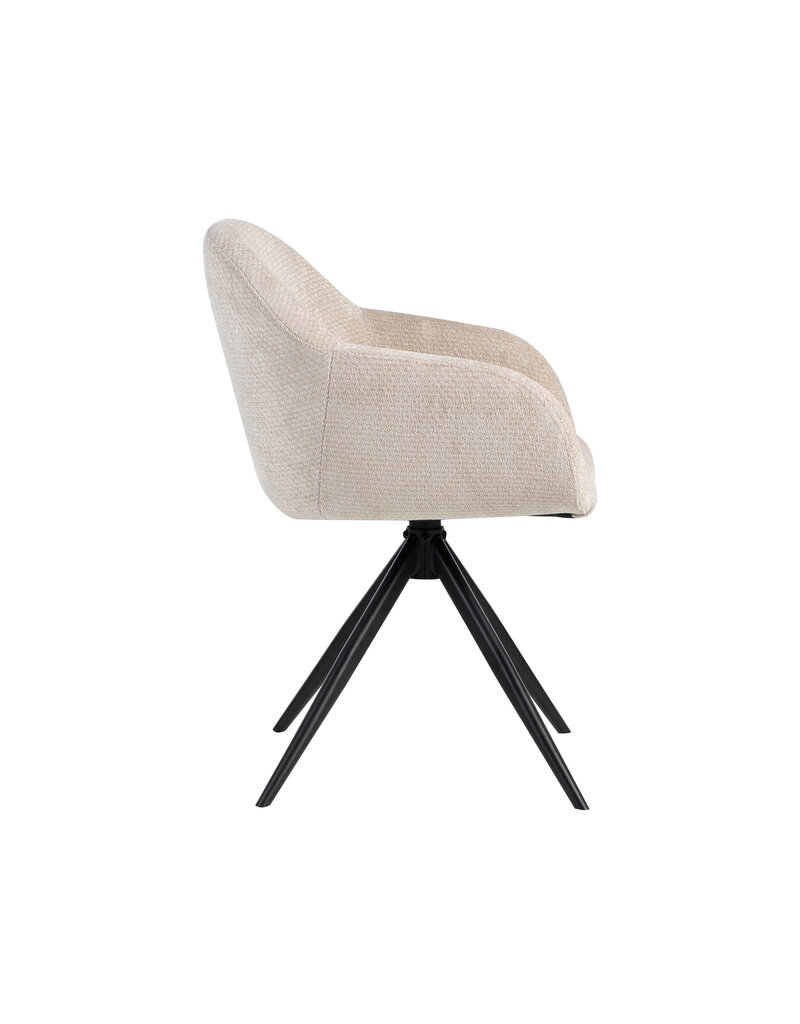 Damn LABEL51 Eetkamerstoel Fiby - Naturel - Elite - Zwart Metalen Frame