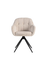 Damn LABEL51 Eetkamerstoel Esma - Naturel - Elite - Zwart Metalen Frame