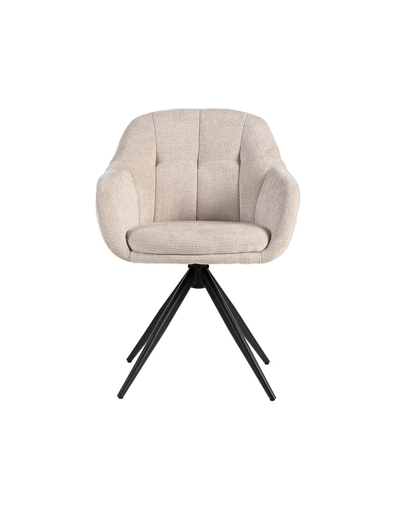 Damn LABEL51 Eetkamerstoel Esma - Naturel - Elite - Zwart Metalen Frame