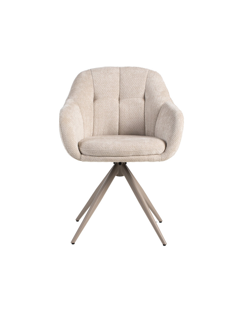 Damn LABEL51 Eetkamerstoel Esma - Naturel - Elite - Taupe Metalen Frame