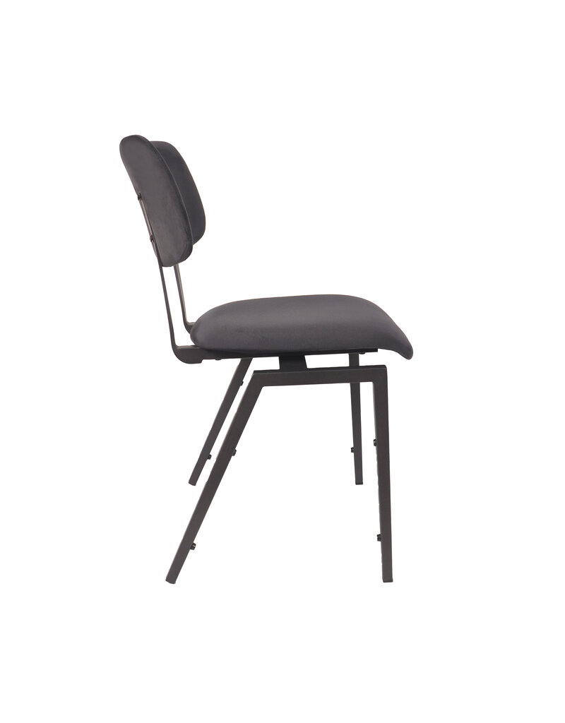 Damn LABEL51 Eetkamerstoel Stapelbaar - Taupe - Fluweel - Zwart Metalen Frame