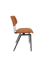 Damn LABEL51 Eetkamerstoel Stapelbaar - Cognac - Micro Suede - Zwart Metalen Frame