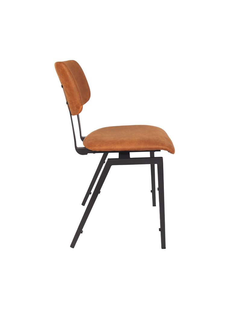 Damn LABEL51 Eetkamerstoel Stapelbaar - Cognac - Micro Suede - Zwart Metalen Frame