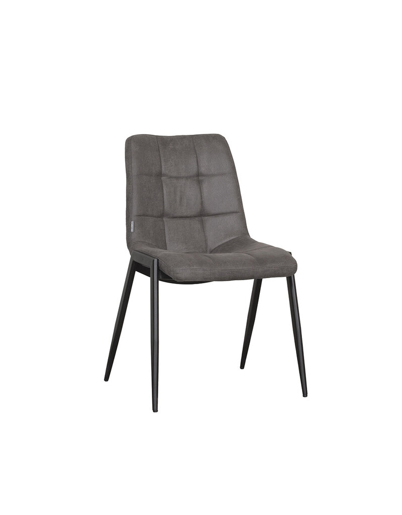 Damn LABEL51 Eetkamerstoel Noor - Antraciet - Micro Suede - Zwart Metalen Frame