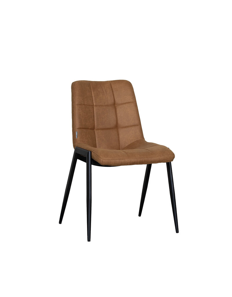 Damn LABEL51 Eetkamerstoel Noor - Cognac - Micro Suede - Zwart Metalen Frame