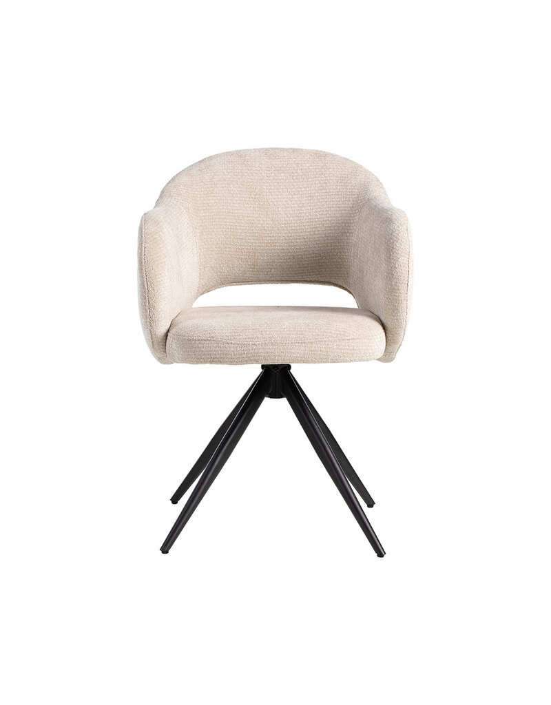 Damn LABEL51 Eetkamerstoel Lela - Naturel - Elite - Zwart Metalen Frame