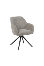 Damn LABEL51 Eetkamerstoel Sayuri - Mushroom - Royal Boucle - Zwart Metalen Frame