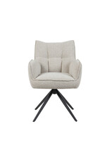 Damn LABEL51 Eetkamerstoel Amalfi - Naturel - Royal Boucle - Zwart Metalen Frame