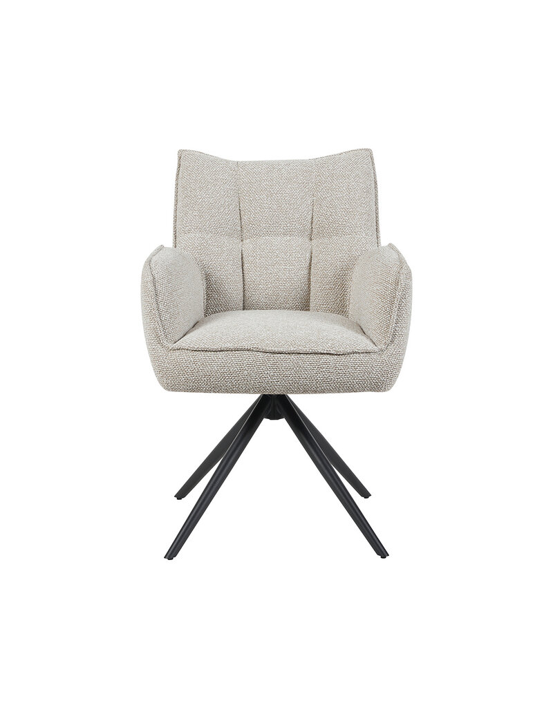 Damn LABEL51 Eetkamerstoel Amalfi - Naturel - Royal Boucle - Zwart Metalen Frame