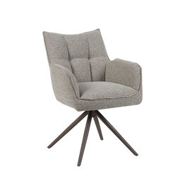 Damn LABEL51 Eetkamerstoel Amalfi - Mushroom - Royal Boucle - Brons Metalen Frame