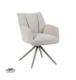 Damn LABEL51 Eetkamerstoel Padua - Naturel - Royal Boucle - Taupe Metalen Frame
