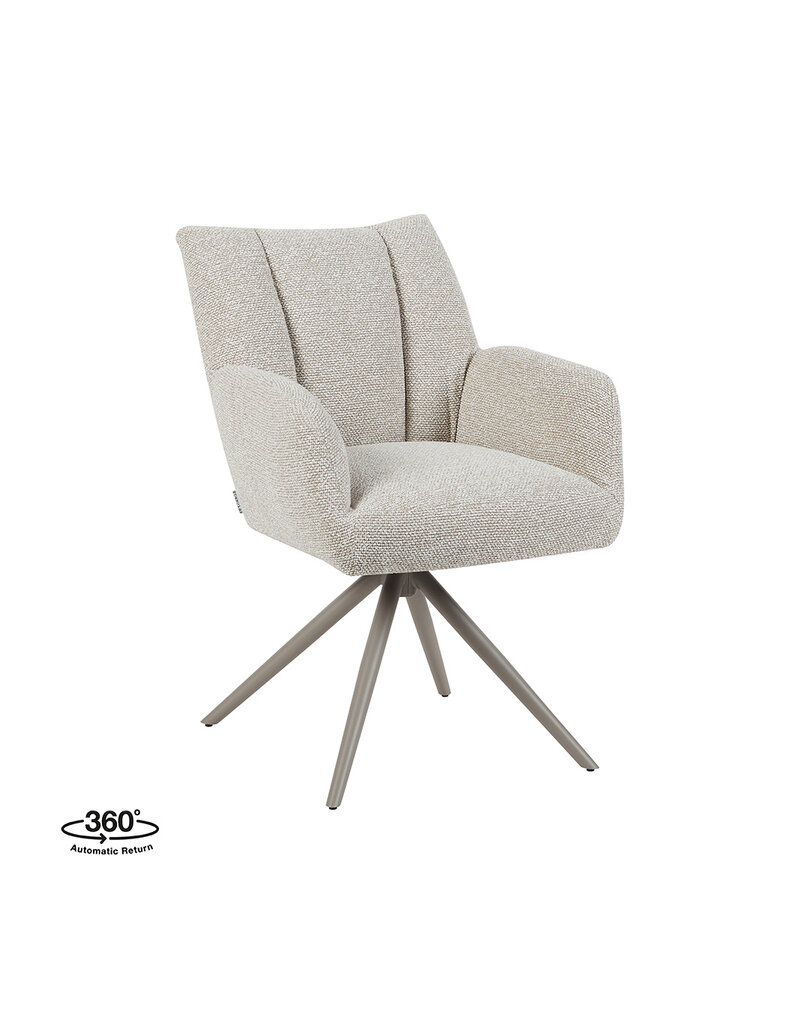 Damn LABEL51 Eetkamerstoel Padua - Naturel - Royal Boucle - Taupe Metalen Frame