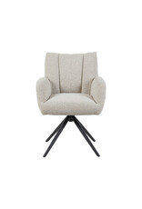 Damn LABEL51 Eetkamerstoel Padua - Naturel - Royal Boucle - Zwart Metalen Frame