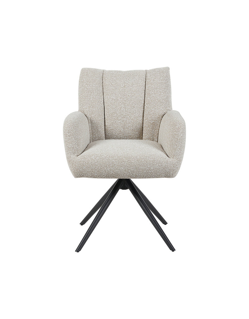 Damn LABEL51 Eetkamerstoel Padua - Naturel - Royal Boucle - Zwart Metalen Frame