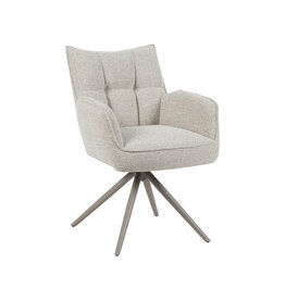 Damn LABEL51 Eetkamerstoel Amalfi - Naturel - Royal Boucle - Taupe Metalen Frame