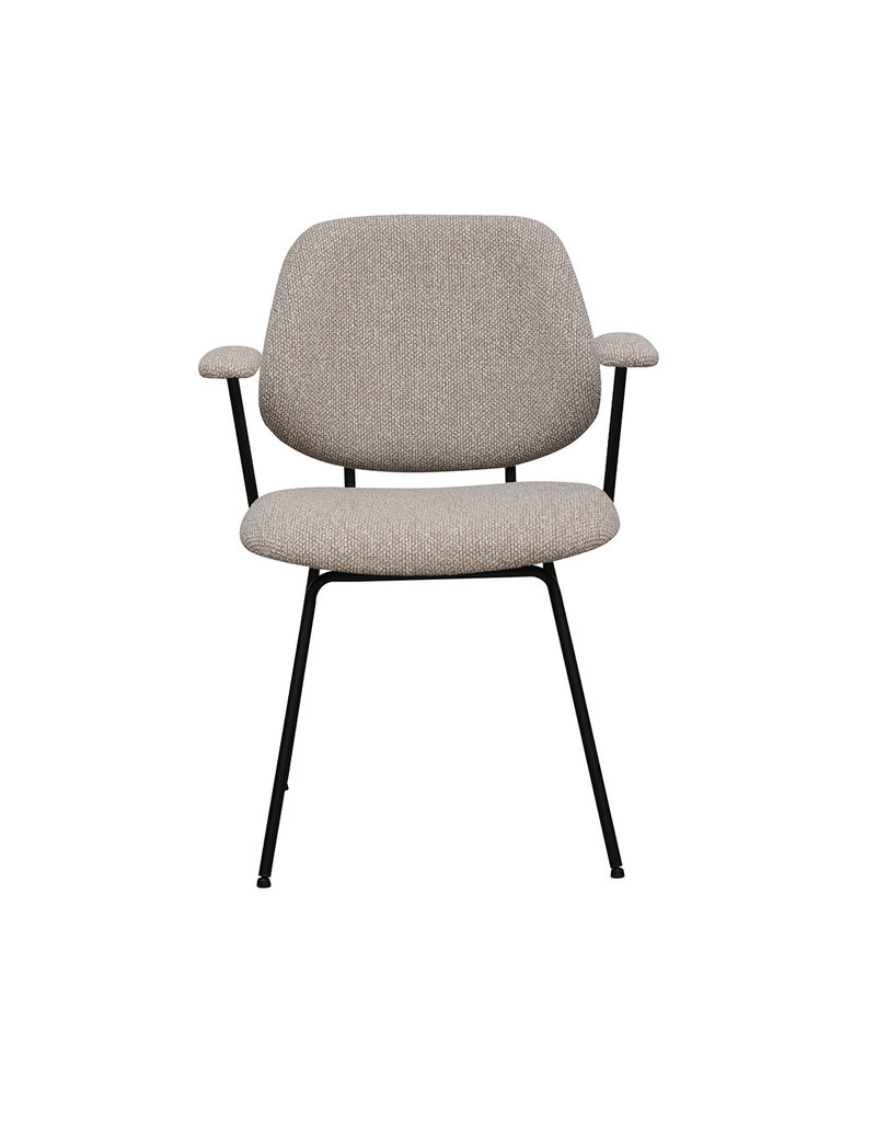 Damn LABEL51 Eetkamerstoel Loreto - Naturel - Royal Boucle - Zwart Metalen Frame